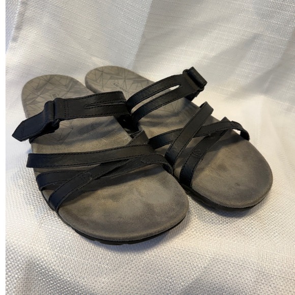 Merrell Shoes - Merrell Terran 3 Cush Slide Black Leather Sandals Womens 9 J002694